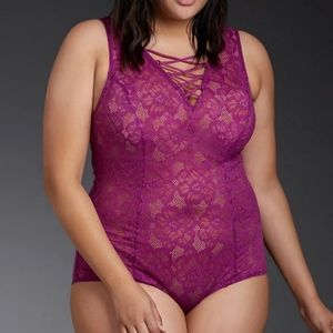 Torrid Sheer V-Neck Lace Purple Size 3